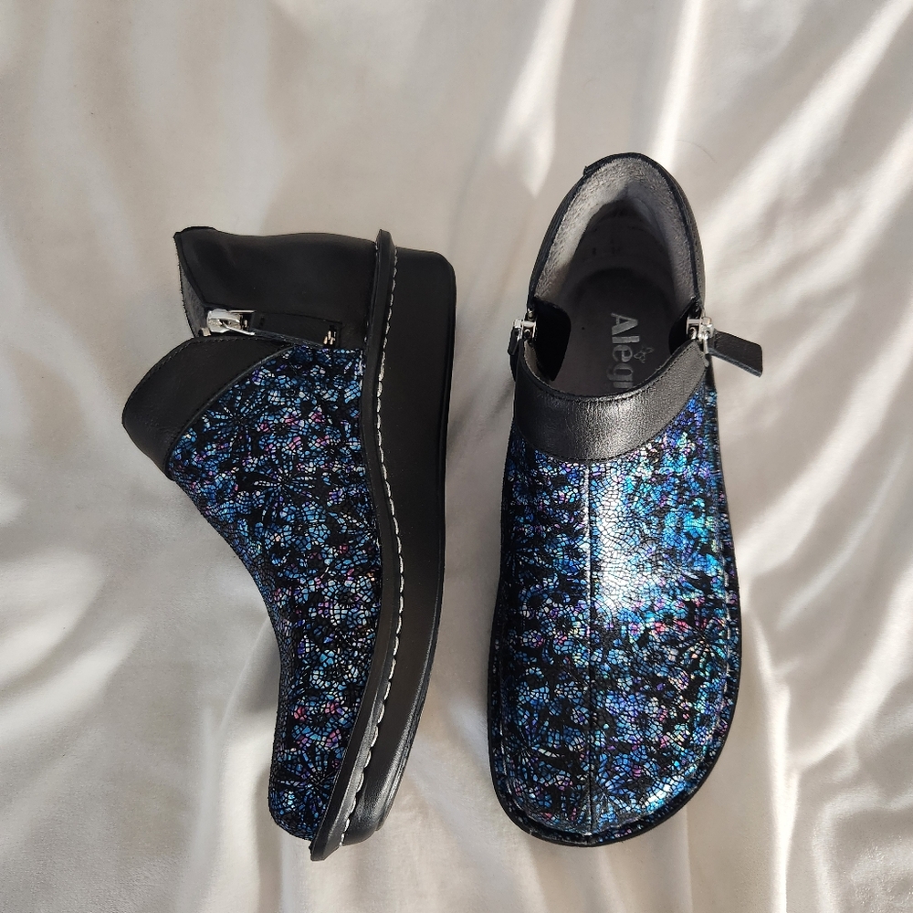 Alegria ankle Boots womens size 36 5.5 blue burst leather double zip
